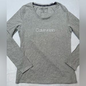 Calvin Klein Sleepwear Grey LS Shirt Womens Small Normcore Everyday Casual Basic